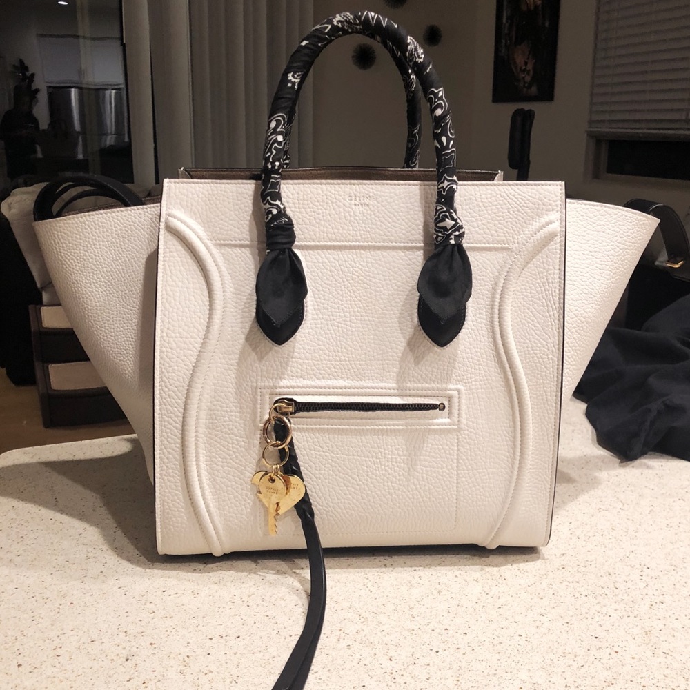 RARE✨ CÉLINE Cabas Phantom White Luggage Tote Bag